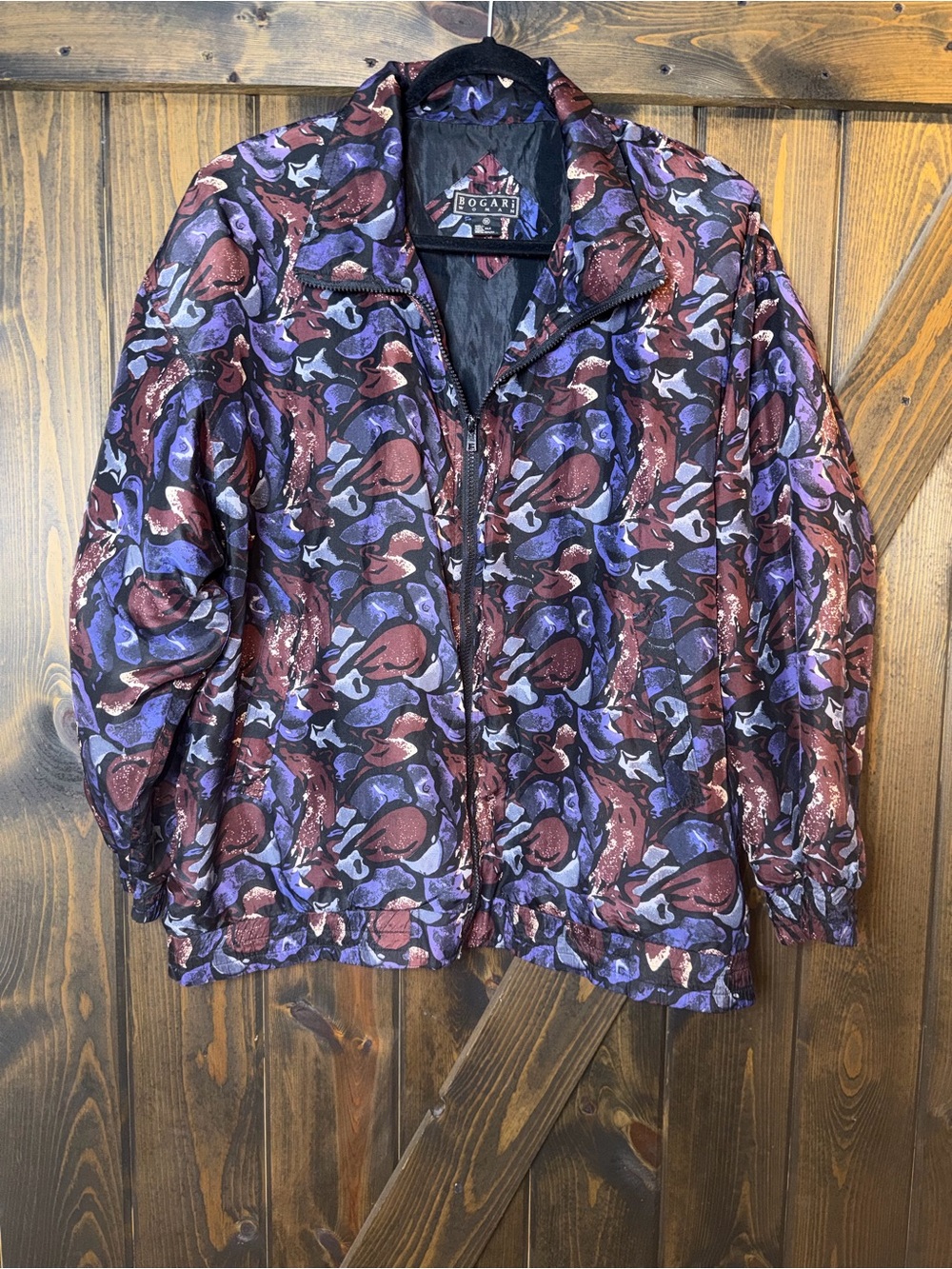 Vintage Bogari 100 % Silk Windbreaker Bomber Jacket